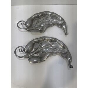 Serge Nekrassoff Hammered Pewter Leaf Small Serving Tray 8.5" Set Of 2